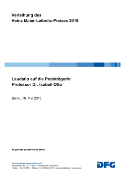 Laudatio - Professor Dr. Isabell Otto