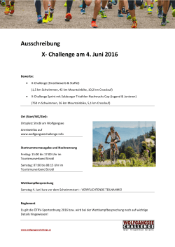 Ausschreibung X- Challenge am 4. Juni 2016