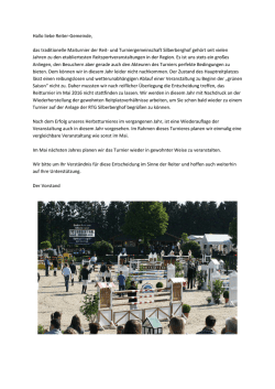 Hallo liebe Reiter-Gemeinde, das traditionelle Maiturnier der Reit