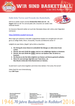 Hallo liebe Torros und Freunde des Basketballs,
