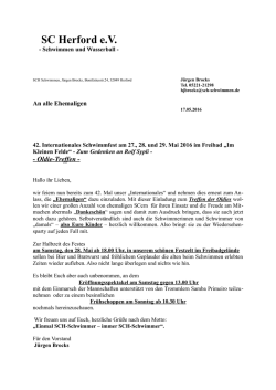 Internationales Schwimmfest: Einladung zum Ehemaligentreffen