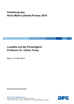 Laudatio auf die Preisträgerin Professor Dr. Céline Teney
