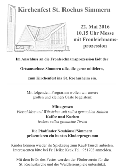 Kirchenfest St. Rochus Simmern - PA
