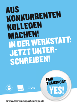 Postkarte Werkstatt - Fair Transport Europe