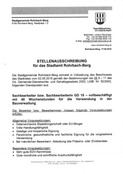 Stellenausschreibung - Stadtgemeinde Rohrbach-Berg