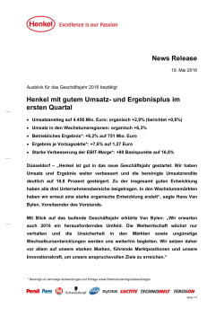 News Release Henkel mit gutem Umsatz