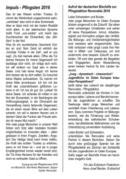 Impuls - Pfingsten 2016 - Pastoralverbund Schildesche