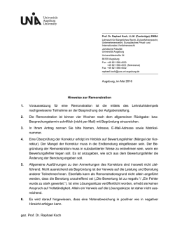Hinweise zur Remonstration - Webseiten der Juristischen Fakult&auml;t