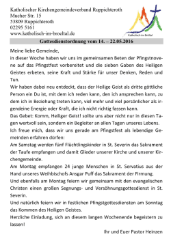 Gottesdienstordnung 14.