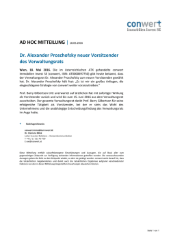 Dr. Alexander Proschofsky neuer Vorsitzender des