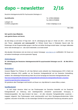 6. dapo-Newsletter (Mai 2016)