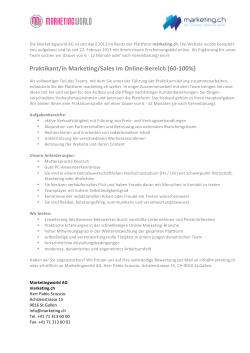 Praktikant/in Marketing/Sales im Online-Bereich (60