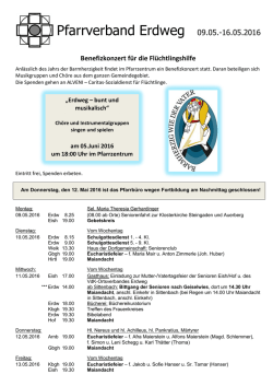 Pfarrverband Erdweg 09.05.-16.05.2016