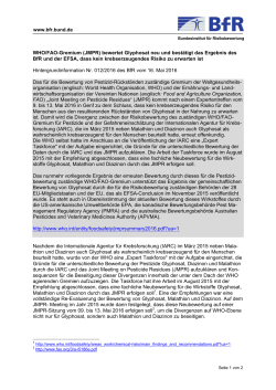 WHO/FAO-Gremium (JMPR) bewertet Glyphosat neu und bestätigt