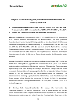 Corporate News zooplus AG: Fortsetzung des profitablen