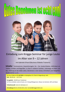 Einladung zum Knigge-Seminar für junge Leute im Alter von 9 – 12