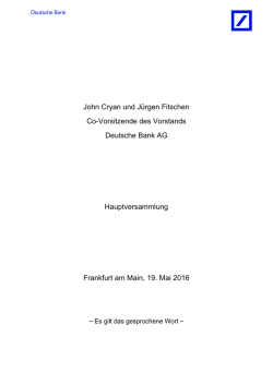 John Cryan und J&uuml;rgen Fitschen Co-Vorsitzende