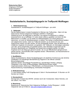 Sozialarbeiter/in, Sozialpädagoge/in im Treffpunkt Wolfhagen
