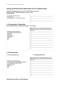 Antrag auf Rufnummern-&Uuml;bernahme f&uuml;r AY YILDIZ Kunden I_I