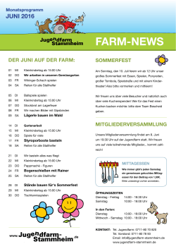 farm-neWS - Jugendfarm Stammheim