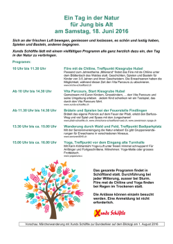 Ein Tag in der Natur f&uuml;r Jung bis Alt am Samstag, 18. Juni 2016