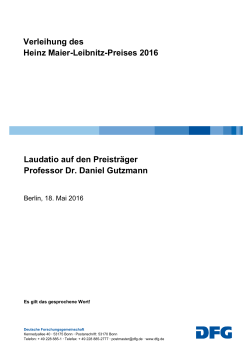 Laudatio auf den Preisträger Professor Dr. Daniel Gutzmann
