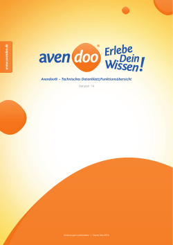 Avendoo&reg; &ndash; Technisches Datenblatt/Funktions&uuml;bersicht