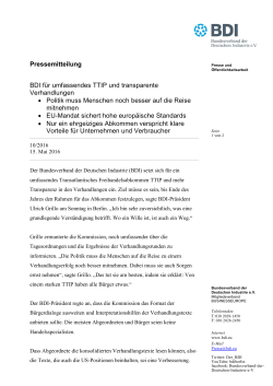 Pressemitteilung zu TTIP, 15.05.2016