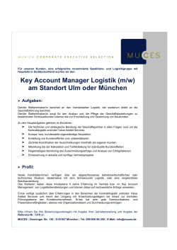 Key Account Manager Logistik (m/w) am Standort Ulm oder