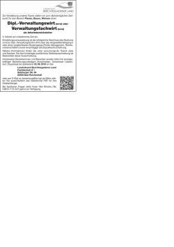 Dipl.-Verwaltungswirt(m/w) oder Verwaltungsfachwirt(m/w)