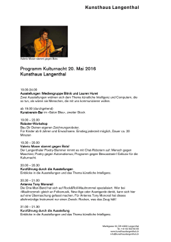 Programm Kulturnacht 20. Mai 2016 Programm Kulturnacht 20. Mai