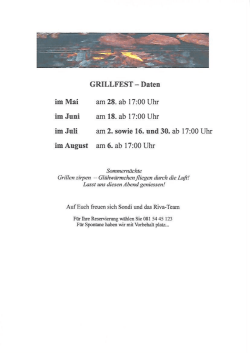 Grillfest-Daten - Restaurant Riva Laax