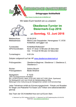 Obedience-Turnier im Steiermark-Cup 2016 am Sonntag, 12. Juni