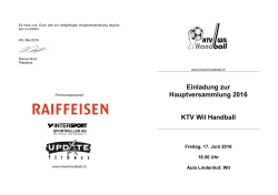 Einladung zur Hauptversammlung 2016 KTV Wil Handball