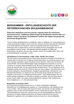 Pressetext Seilbahnen Sommer - Wirtschaftskammer Österreich