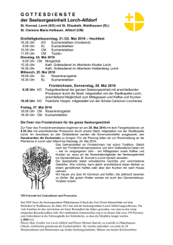 GOTTESDIENSTE der Seelsorgeeinheit Lorch