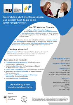 Unterst&uuml;tze Studienanf&auml;nger/innen aus deinem Fach & gib deine