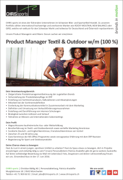 Product Manager Textil & Outdoor w/m (100 %)