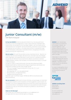 Junior Consultant (m/w), Adweko Consulting GmbH, Walldorf