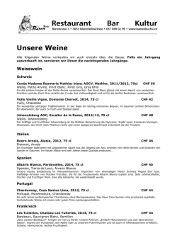 Weinkarte - B&auml;ren Buchsi