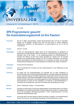 SPS Programmierer gesucht! Die Automatisierungstechnik ist Ihre