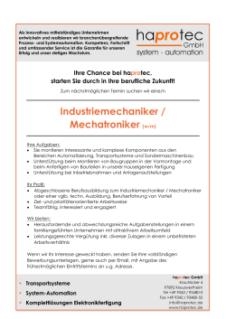 Industriemechaniker / Mechatroniker (w/m)