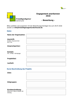 Engagement anerkennen 2016 – Bewerbung