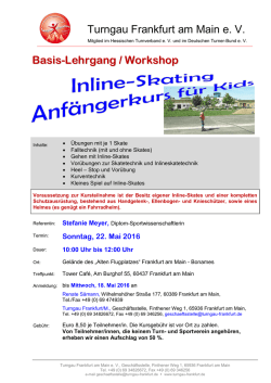 Inline-Skating - Anf&auml;ngerkurs f&uuml;r Kids