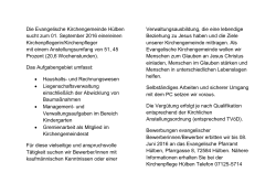 Die Evangelische Kirchengemeinde Hülben sucht zum 01
