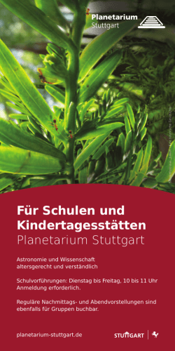 Für Schulen und Kindertagesstätten Planetarium Stuttgart