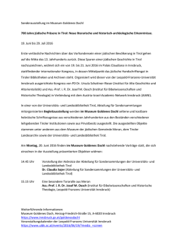 700 Jahre jüdische Präsenz in Tirol