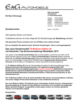 Das neue Sondermodell T6 Multivan Edition 30 mit Absoluter Top