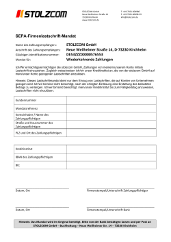 SEPA-Firmenlastschrift-Mandat STOLZCOM GmbH Neue