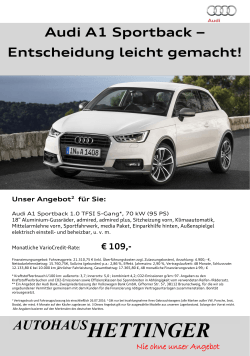 Audi A1 Sportback - Autohaus Hettinger GmbH